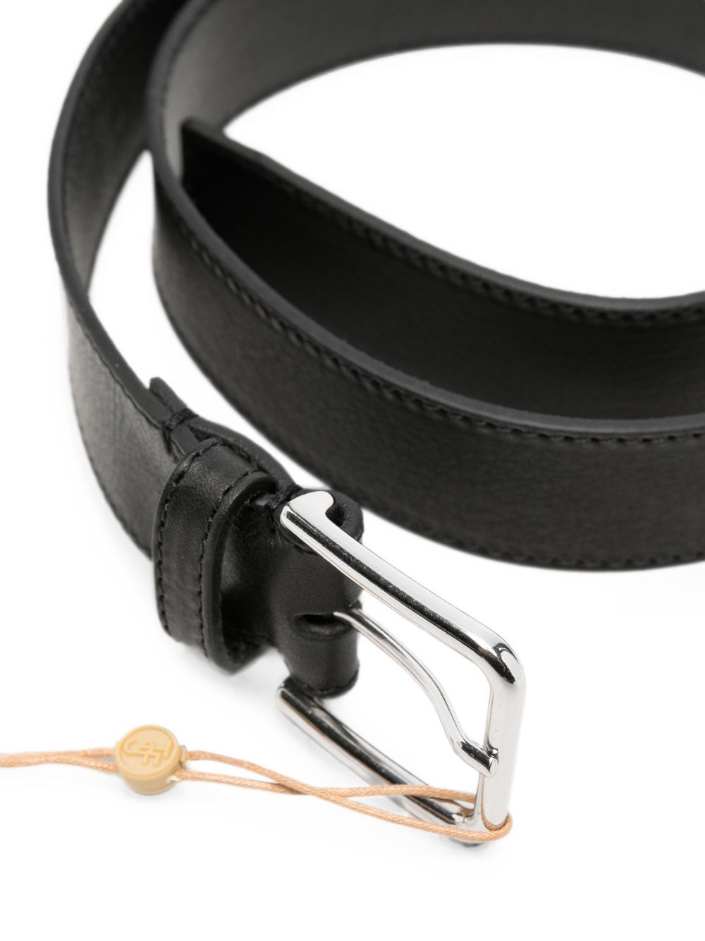 032C Grained Leather Belt — Black, view 2
