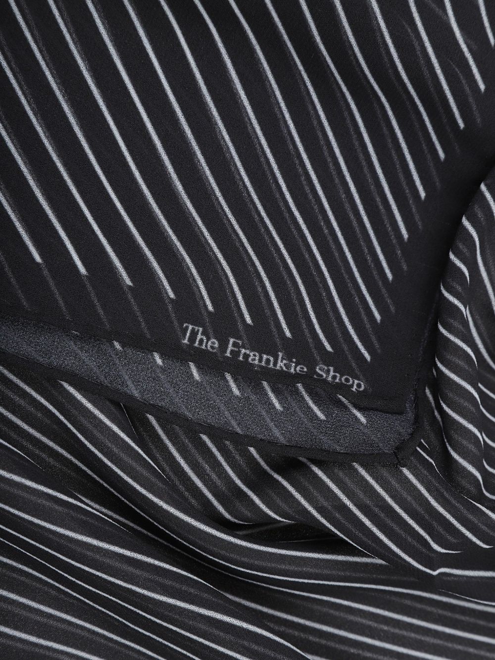032C Striped Silk Scarf — Black, view 2