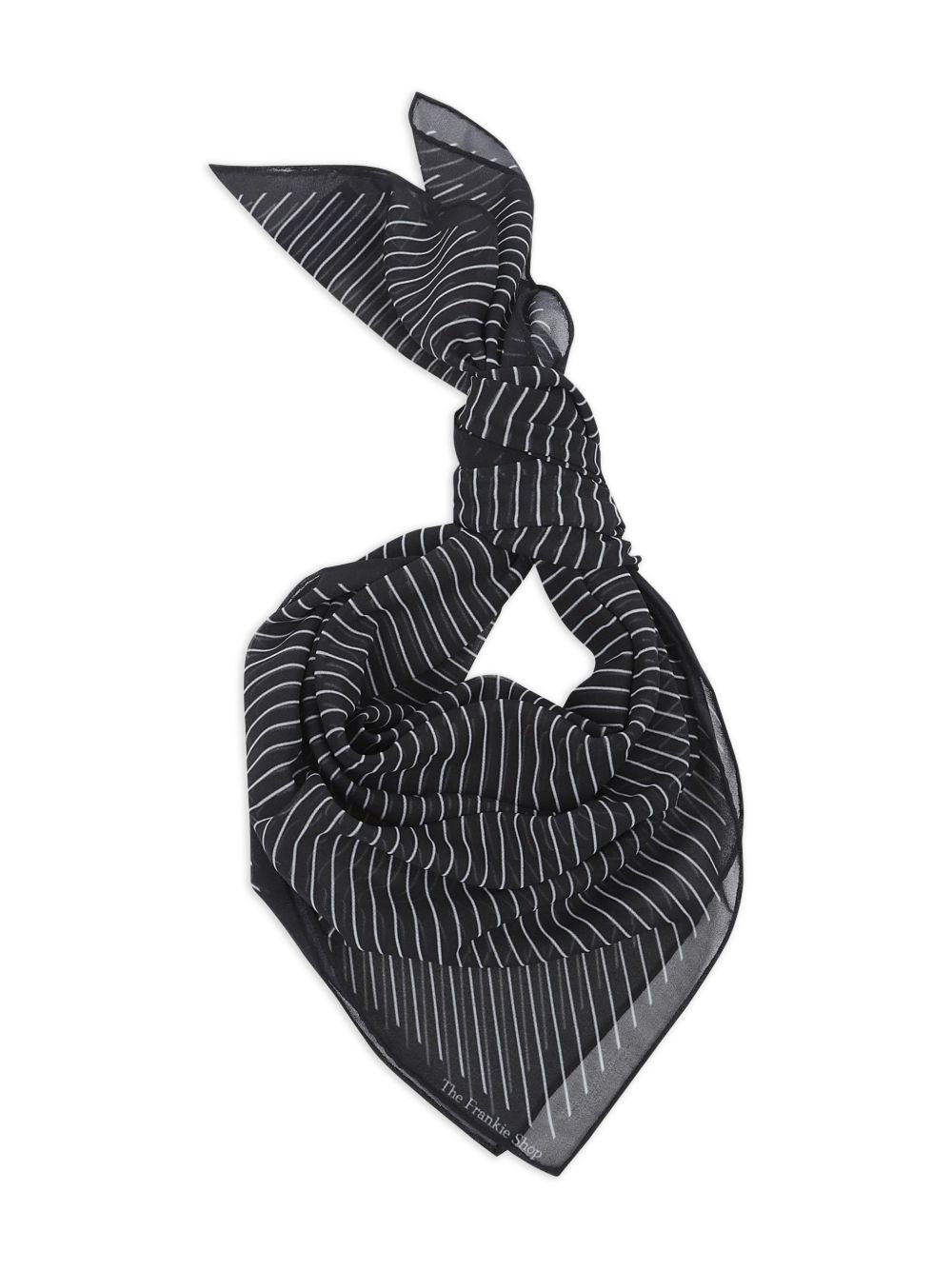 032C Striped Silk Scarf — Black, view 3