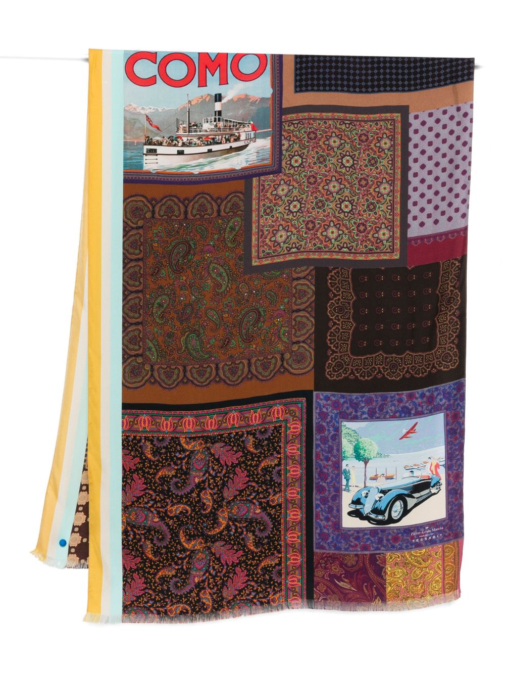032C Silk Printed Patchwork Scarf — Multi by 032C