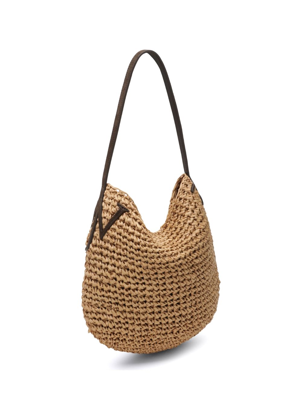 032C Woven Raffia Shoulder Bag — Beige, view 3