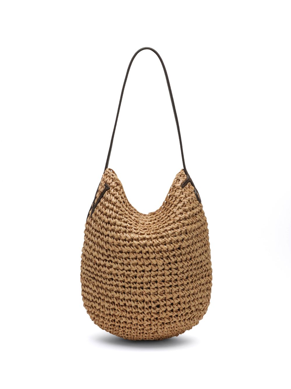 032C Woven Raffia Shoulder Bag — Beige, view 4