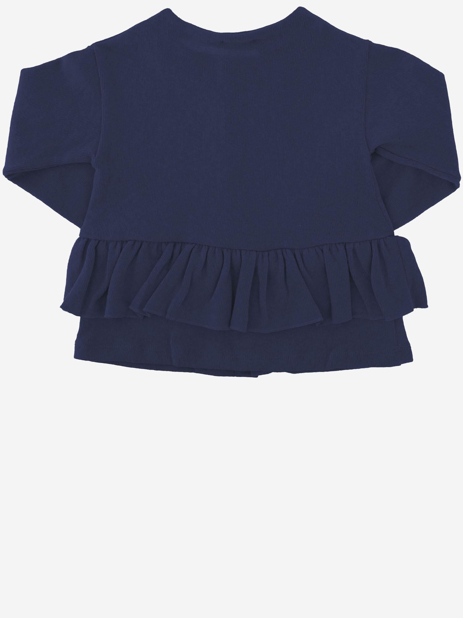 1+ In The Family Stretch Cotton Blend with Ruffled Hem Cardigan — Navy by 1+ In The Family