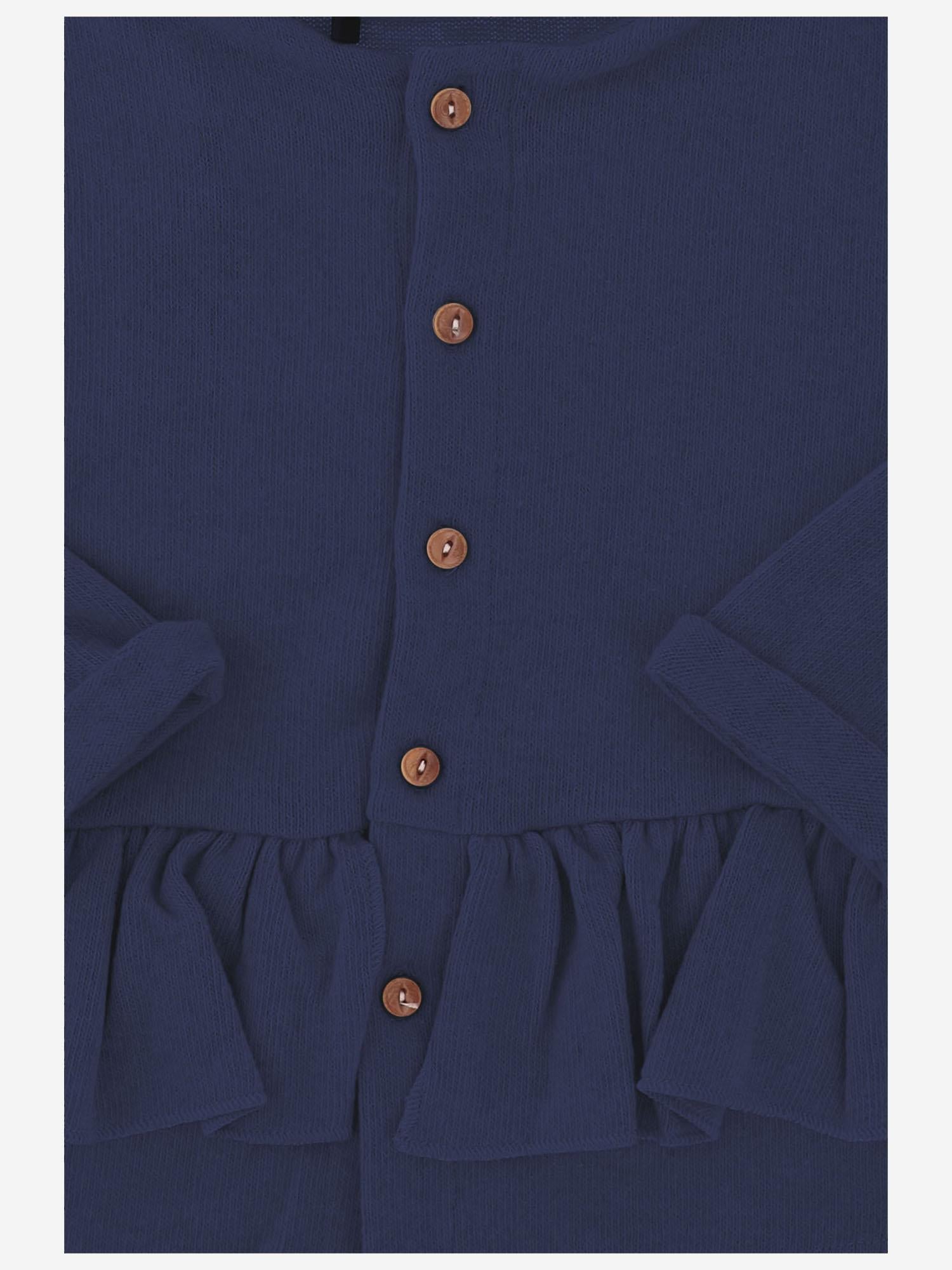 1+ In The Family Stretch Cotton Blend with Ruffled Hem Cardigan — Navy, view 3