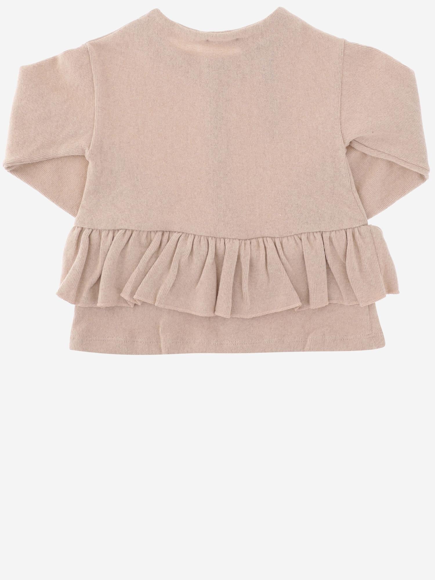1+ In The Family Ruffled-Hem Stretch Cotton Blend Cardigan — Pink, view 2