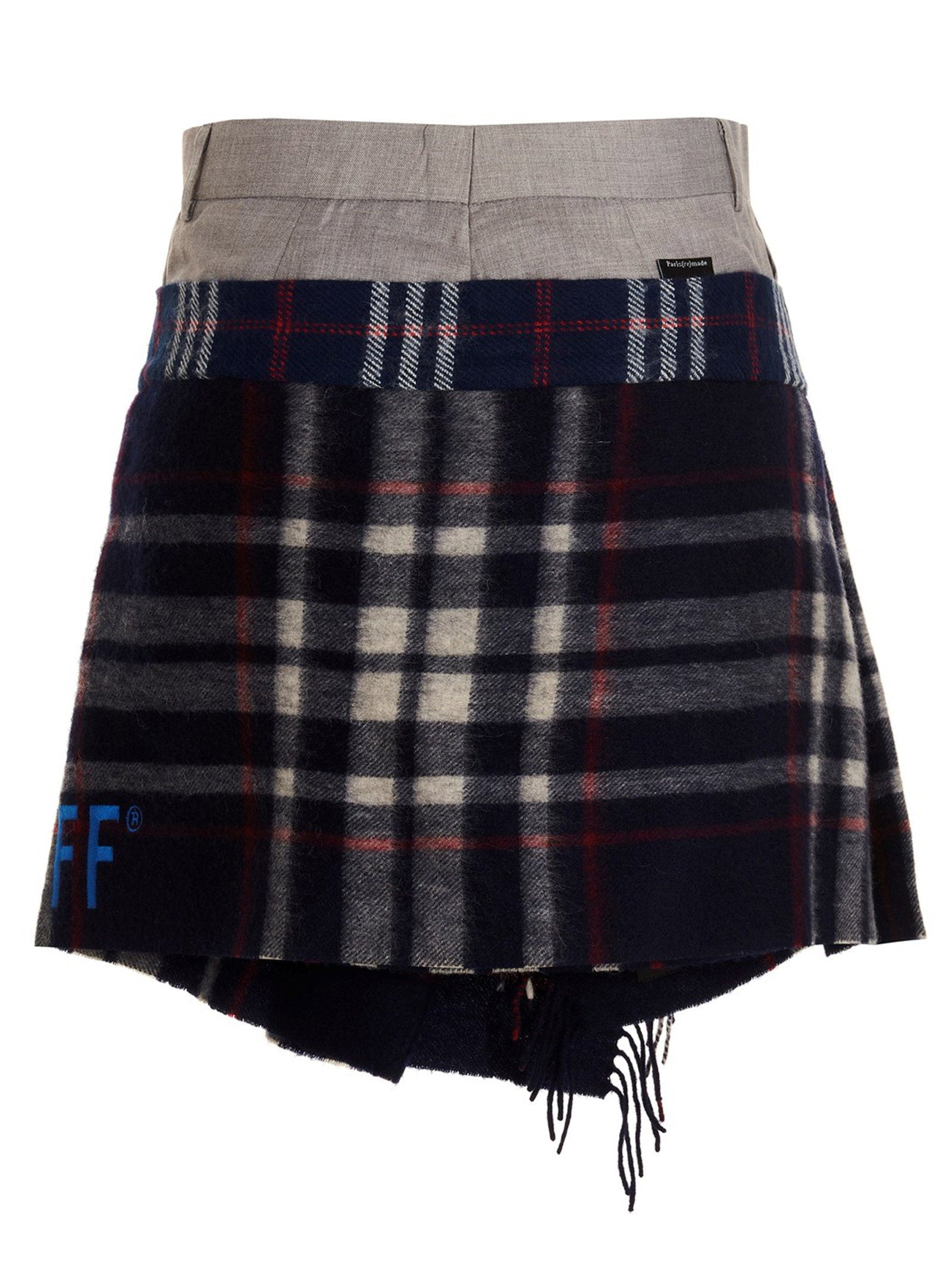1/Off Check Scarf Reworked Skirt — grey, view 2