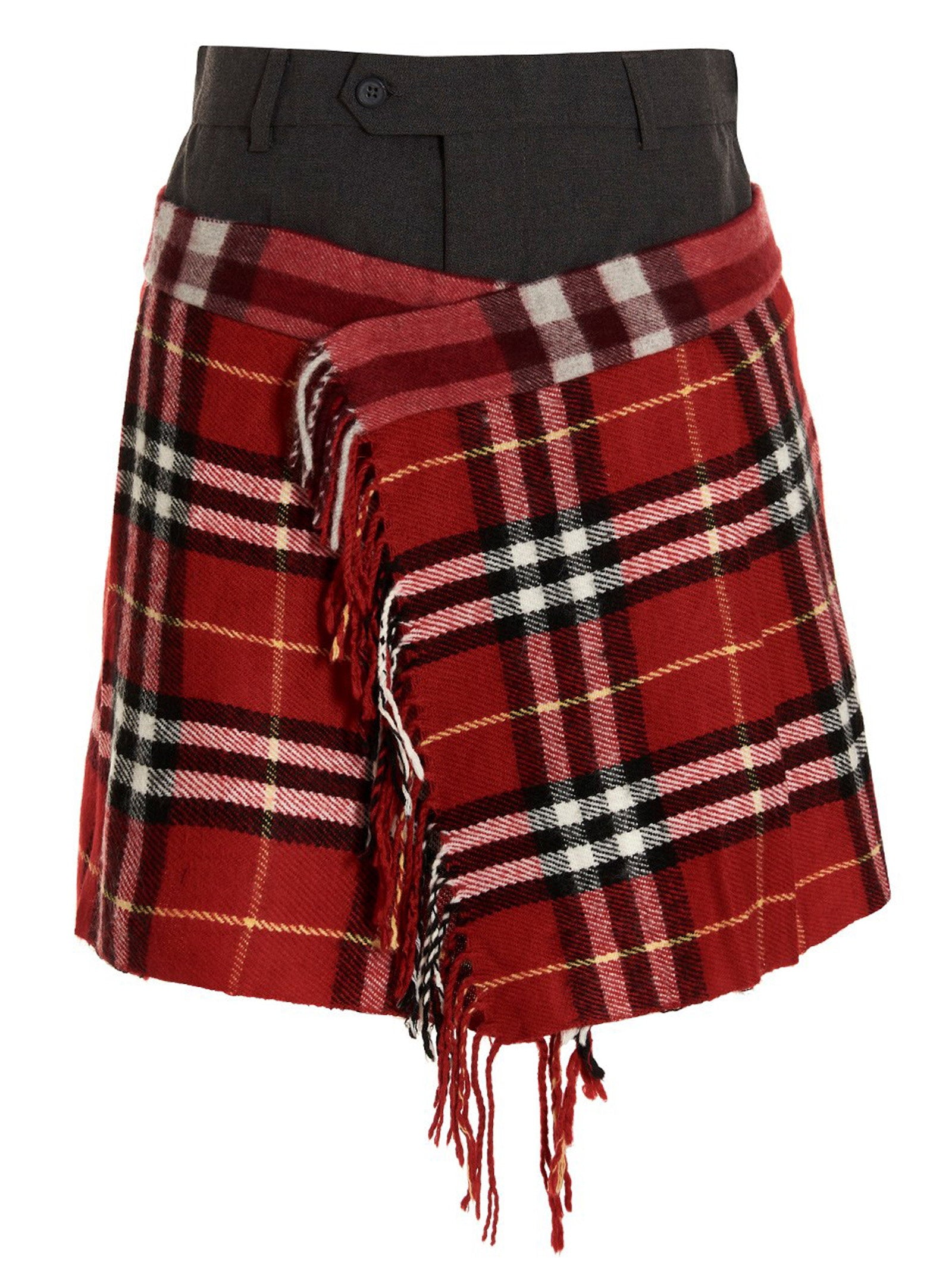 1/Off Check Scarf Reworked Skirt — grey, view 3