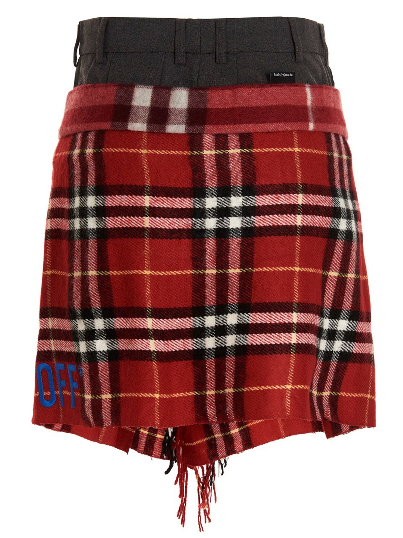 1/Off Check Scarf Reworked Skirt — grey, view 4