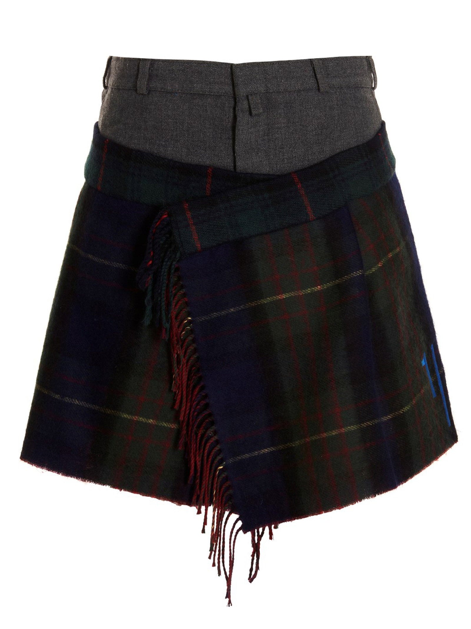 1/Off Check Scarf Reworked Skirt — grey, view 5