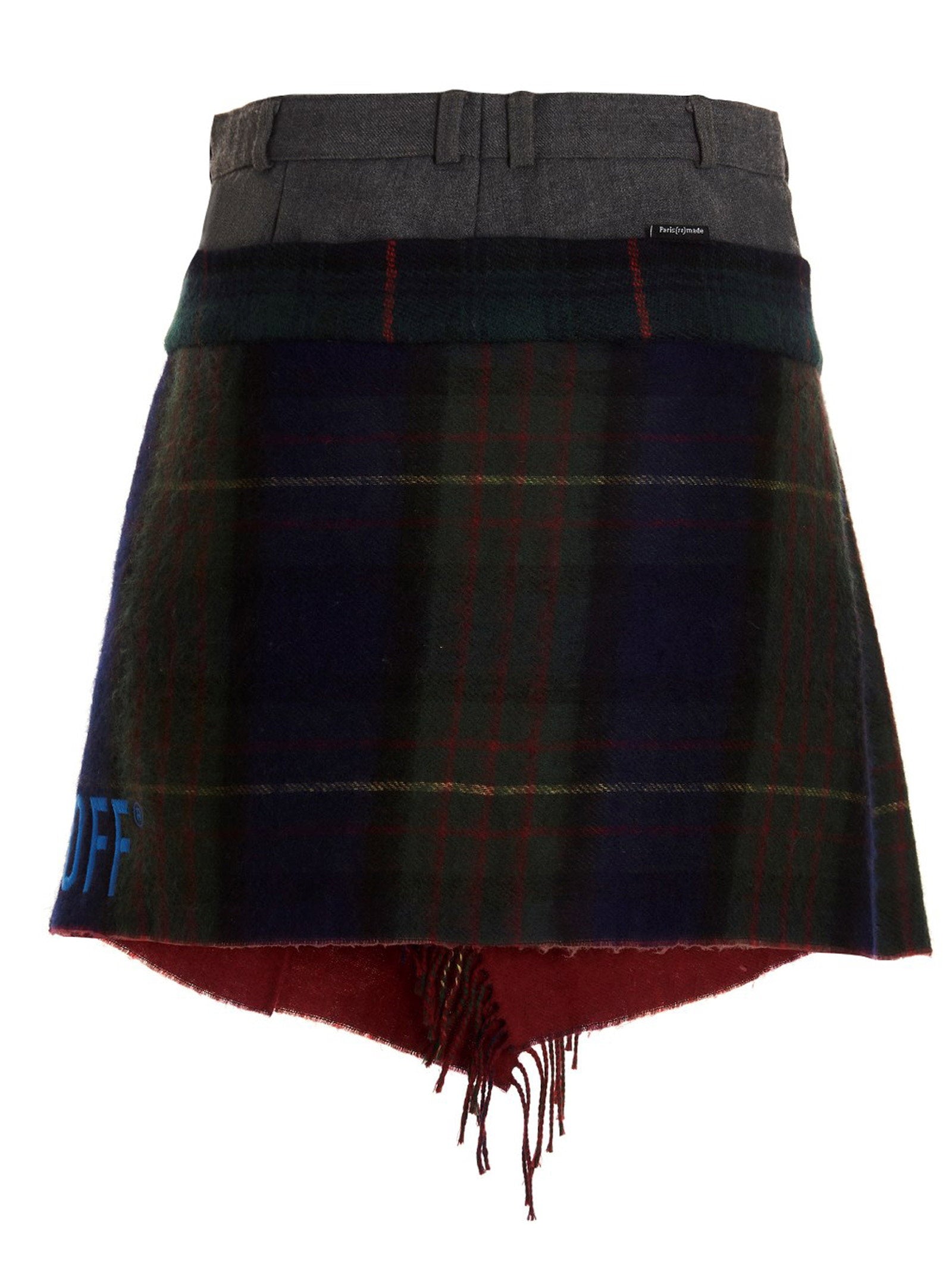 1/Off Check Scarf Reworked Skirt — grey, view 6