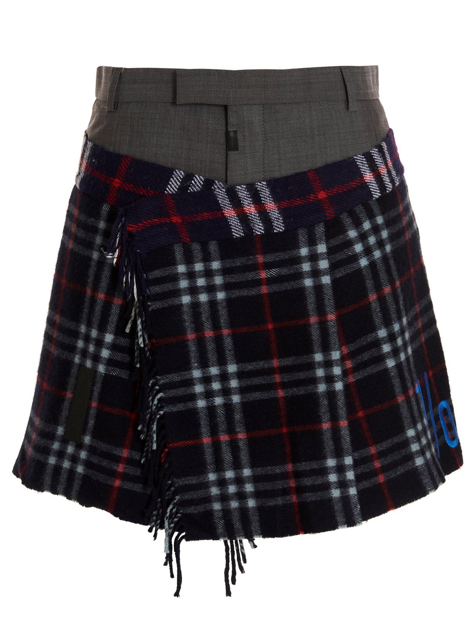 1/Off Check Scarf Reworked Skirt — grey, view 7