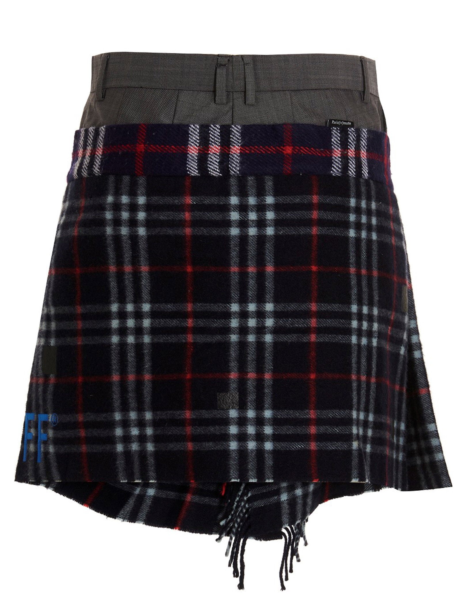 1/Off Check Scarf Reworked Skirt — grey, view 8