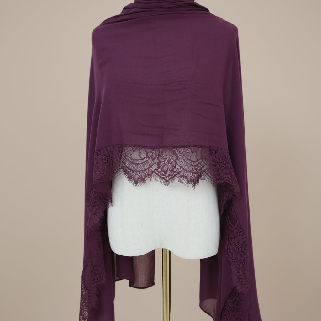 Mulberry Plum Modal Lace Hijab, view 2