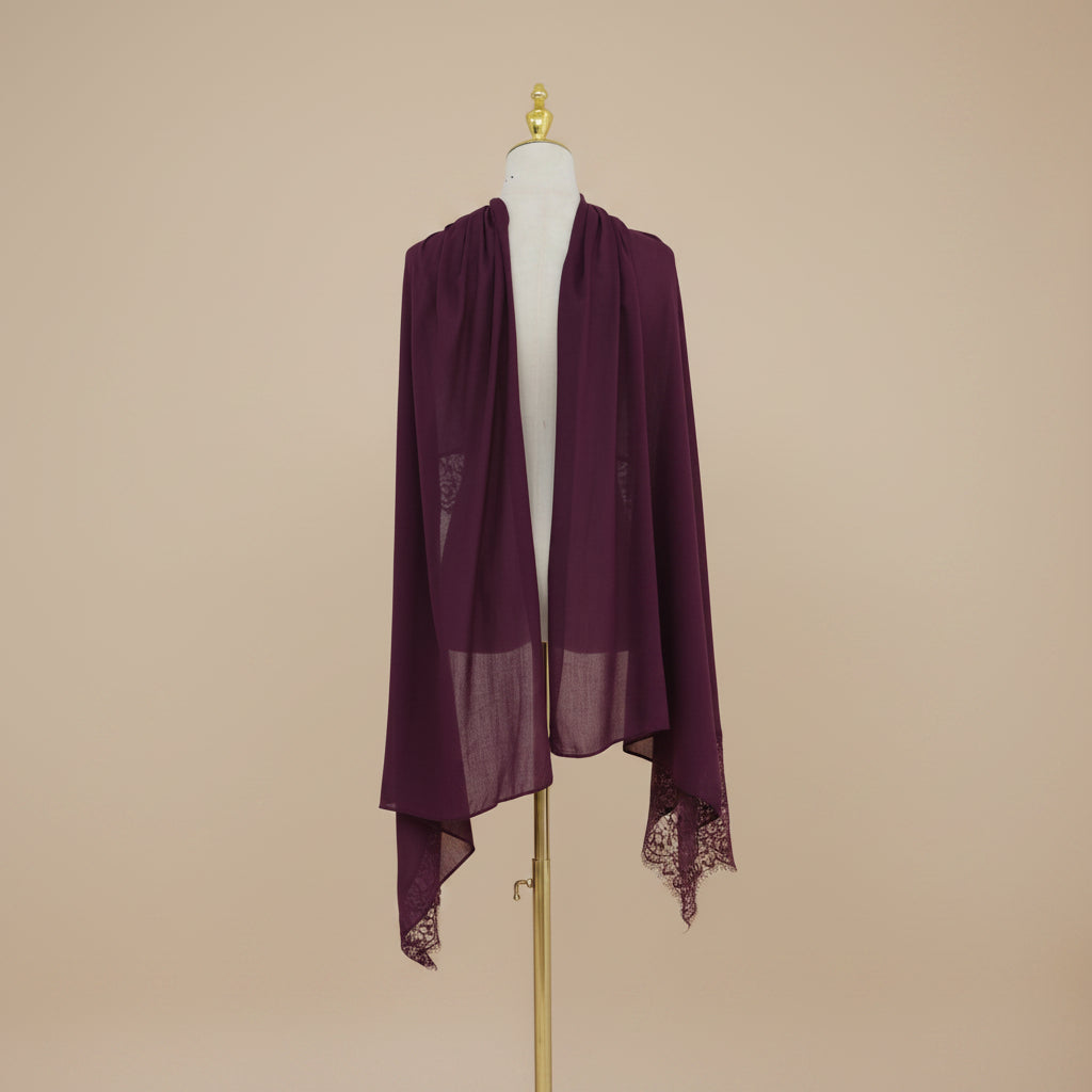 Mulberry Plum Modal Lace Hijab, view 3