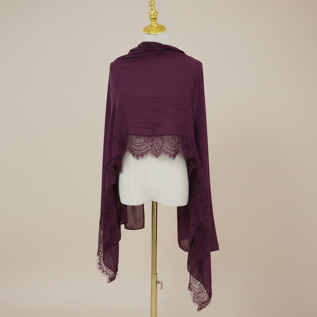 Mulberry Plum Modal Lace Hijab, view 4