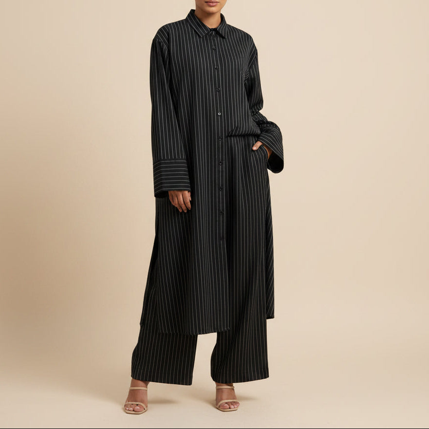 Arden Pinstripe Modest Co-Ord Set, view 2