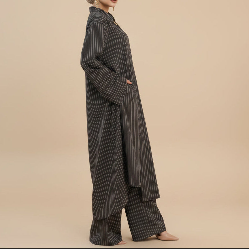 Arden Pinstripe Modest Co-Ord Set, view 3