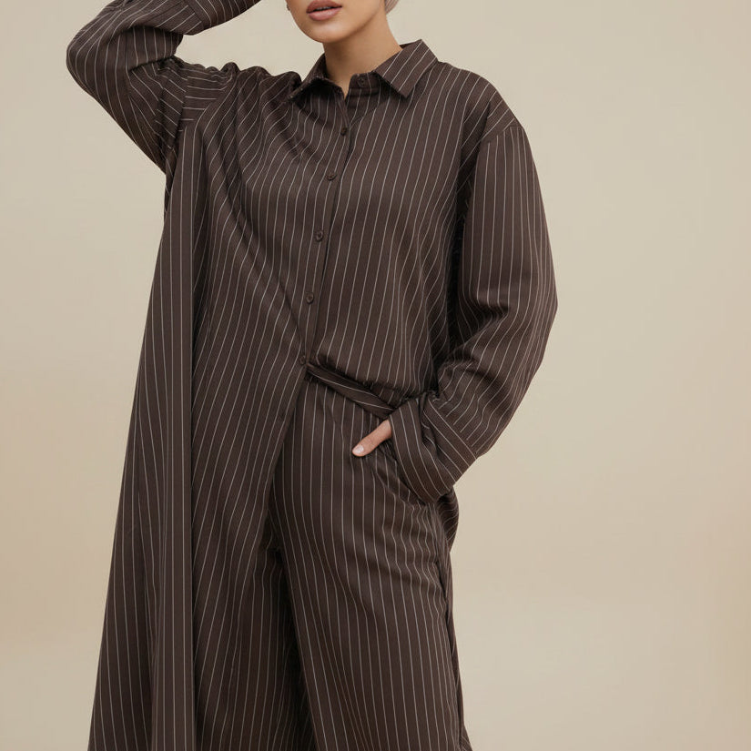 Arden Pinstripe Modest Co-Ord Set, view 4