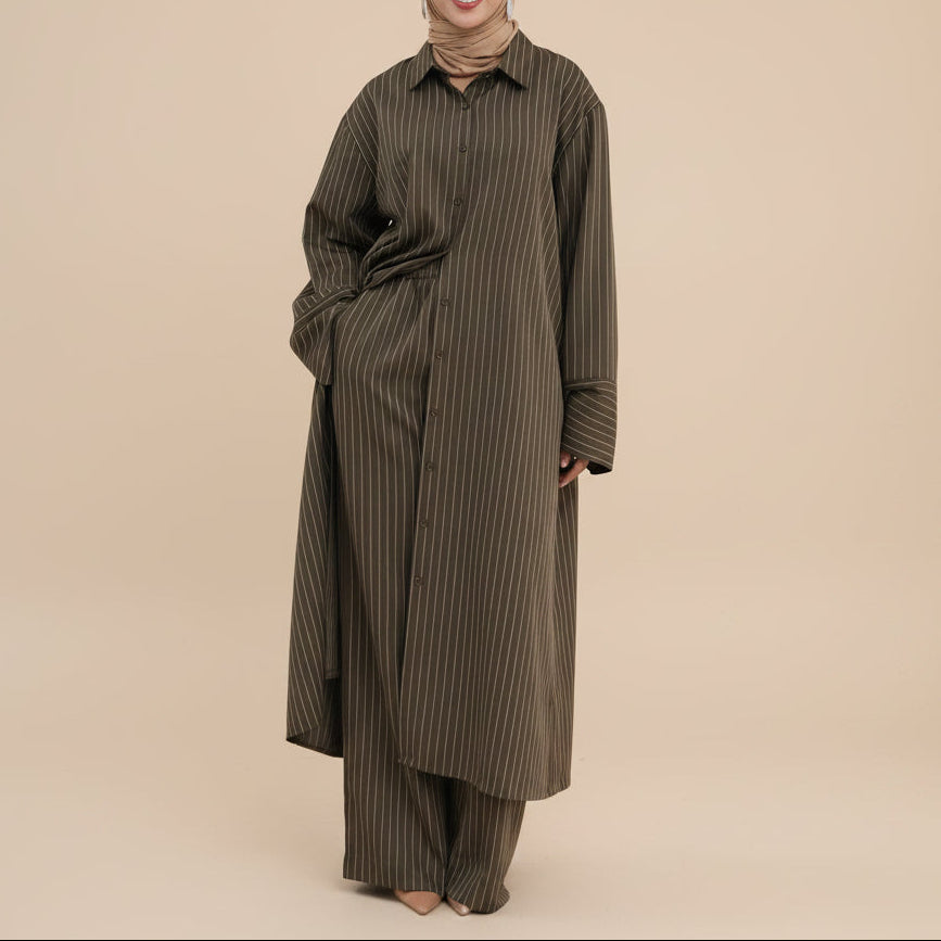 Arden Pinstripe Modest Co-Ord Set, view 6