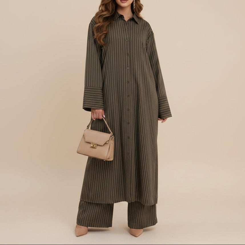 Arden Pinstripe Modest Co-Ord Set, view 8