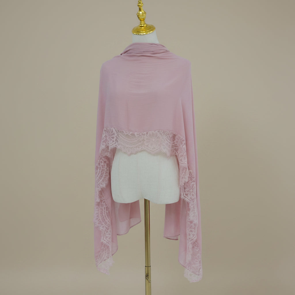 Blush Petal Modal Lace Hijab, view 4