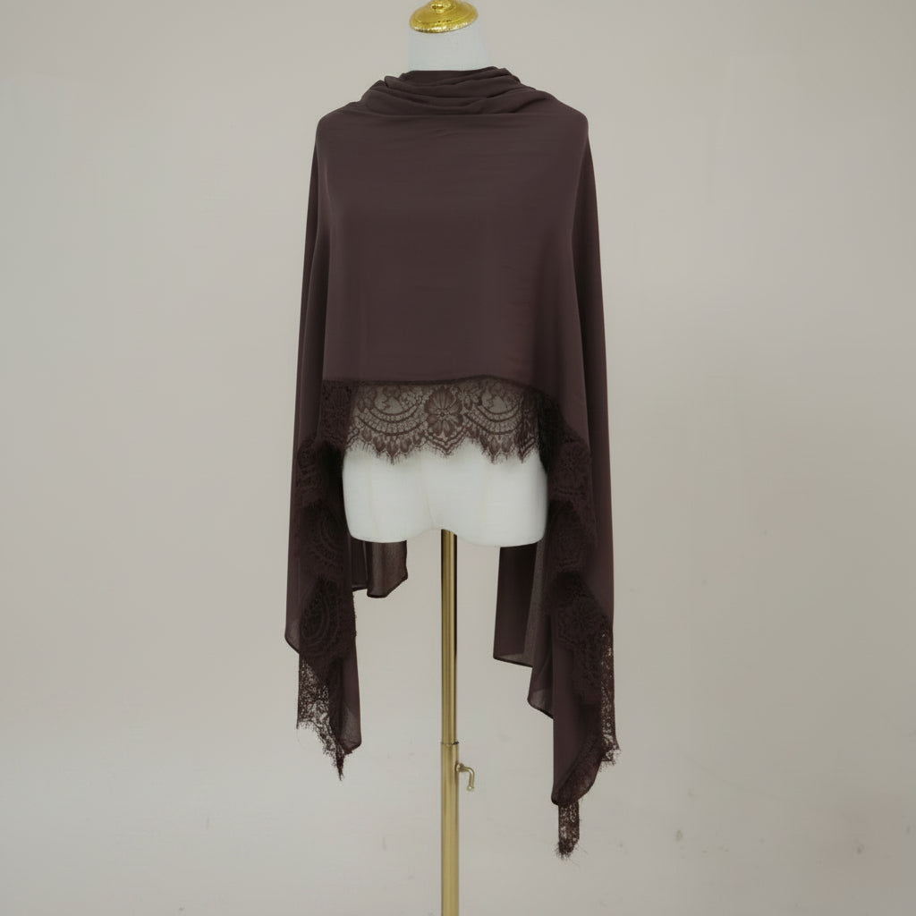 Espresso Mocha Modal Lace Hijab, view 3