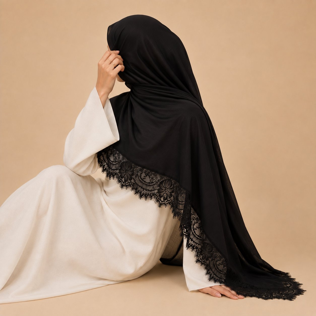 Noir Veil Modal Lace Hijab by Try Modest