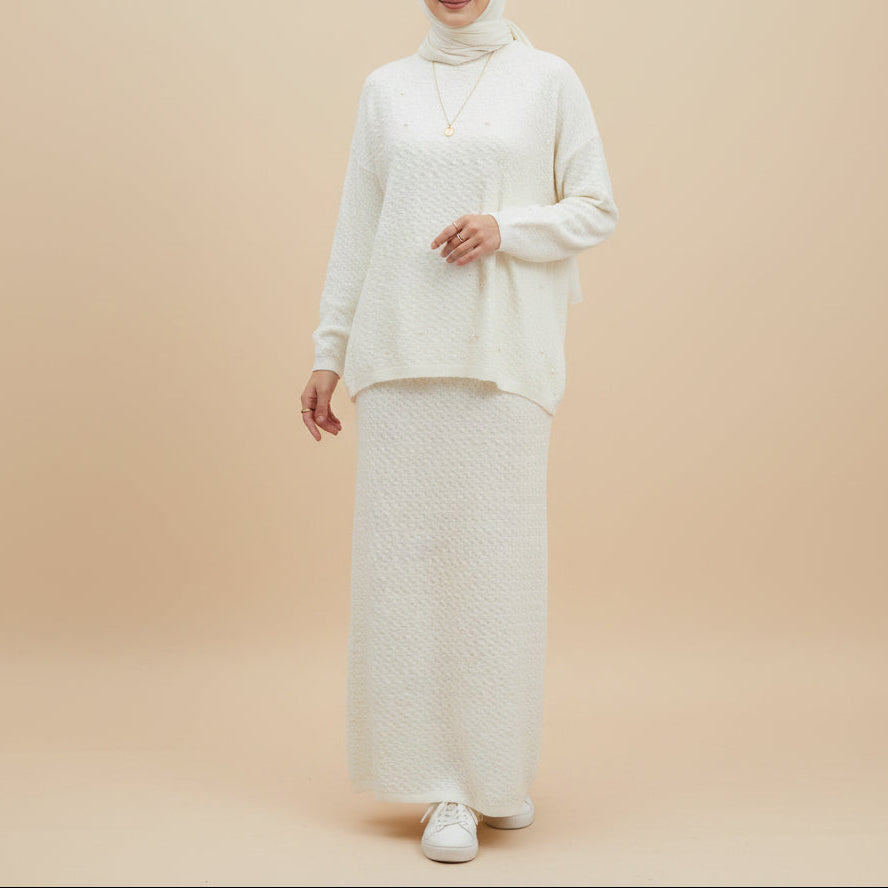 Zoya Knit Textured Modest Two-Piece Maxi Set, view 5