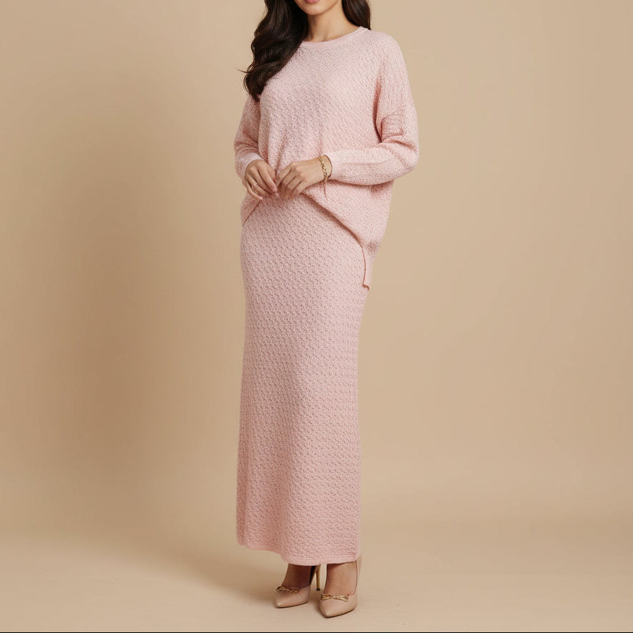 Zoya Knit Textured Modest Two-Piece Maxi Set, view 6