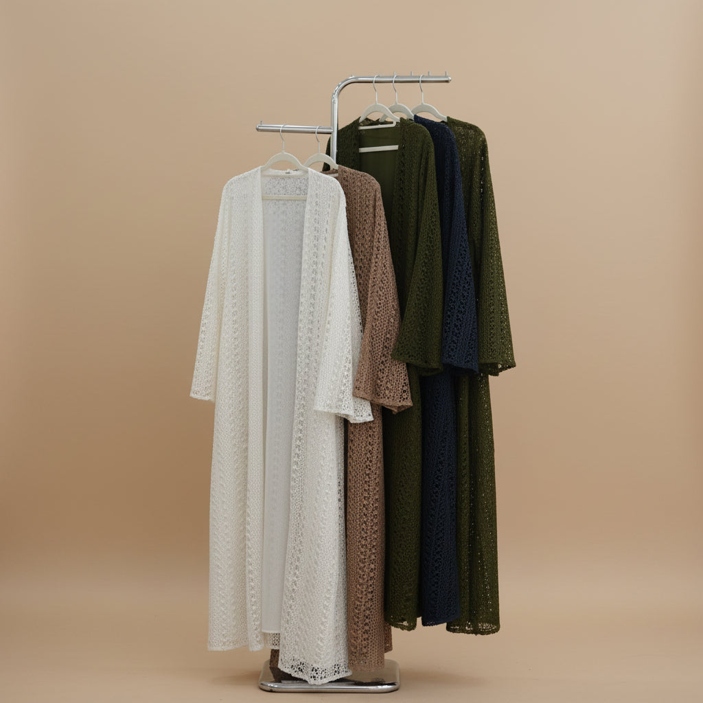 Maelis Crochet Lace Open-Front Abaya by Try Modest