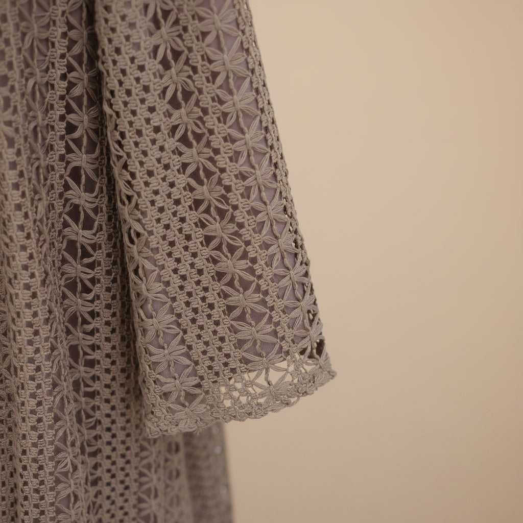 Maelis Crochet Lace Open-Front Abaya, view 3