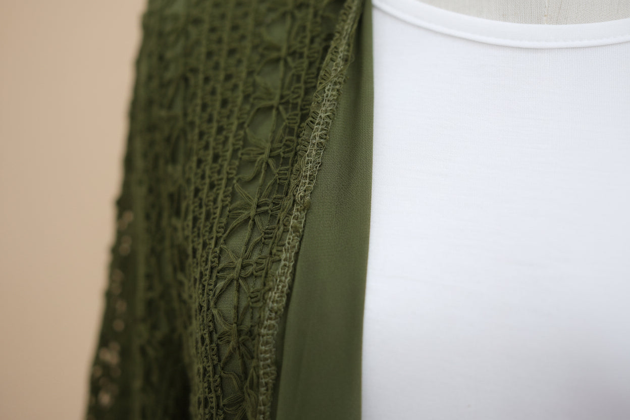 Maelis Crochet Lace Open-Front Abaya, view 6