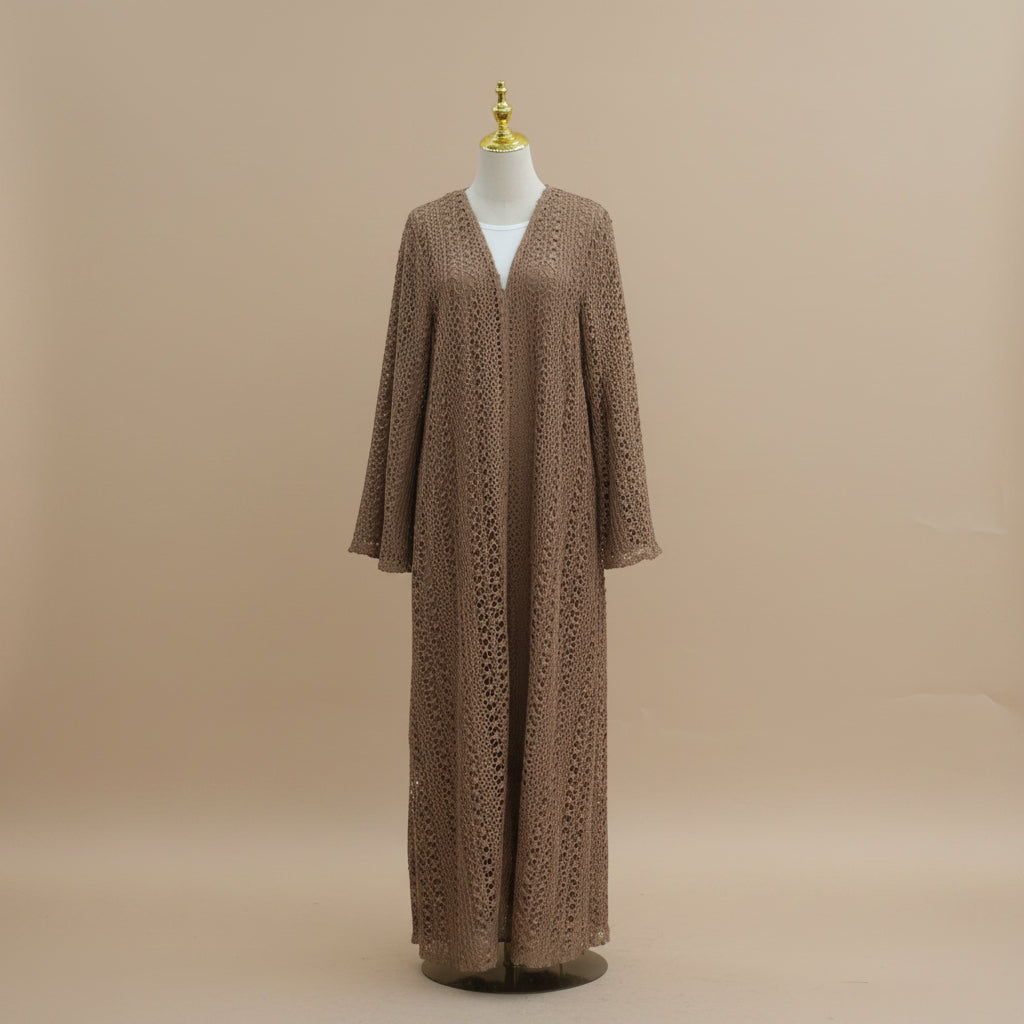 Maelis Crochet Lace Open-Front Abaya, view 7