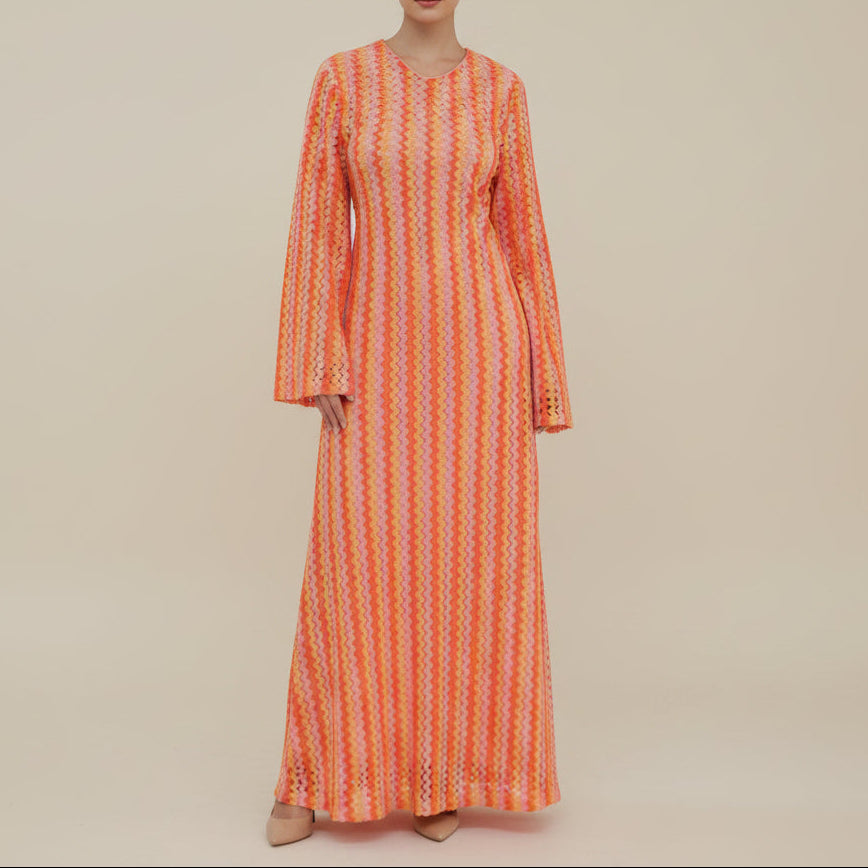 Nerelle Crochet Knit Textured Maxi Abaya Dress by Try Modest