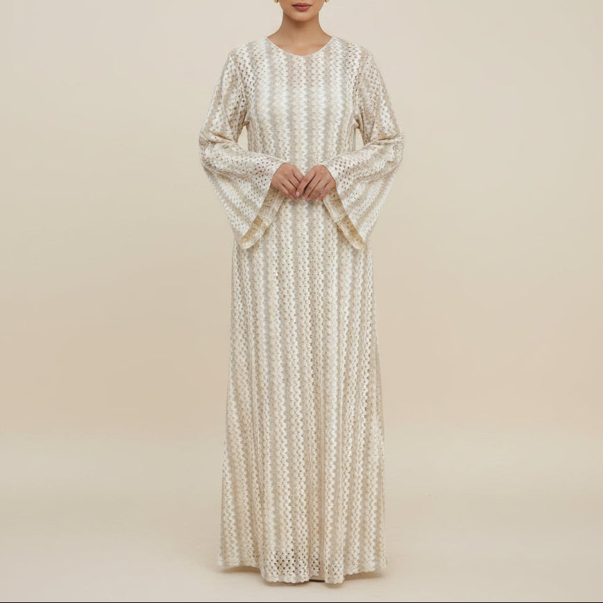 Nerelle Crochet Knit Textured Maxi Abaya Dress, view 2