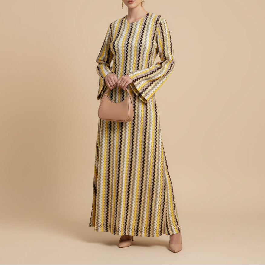 Nerelle Crochet Knit Textured Maxi Abaya Dress, view 3
