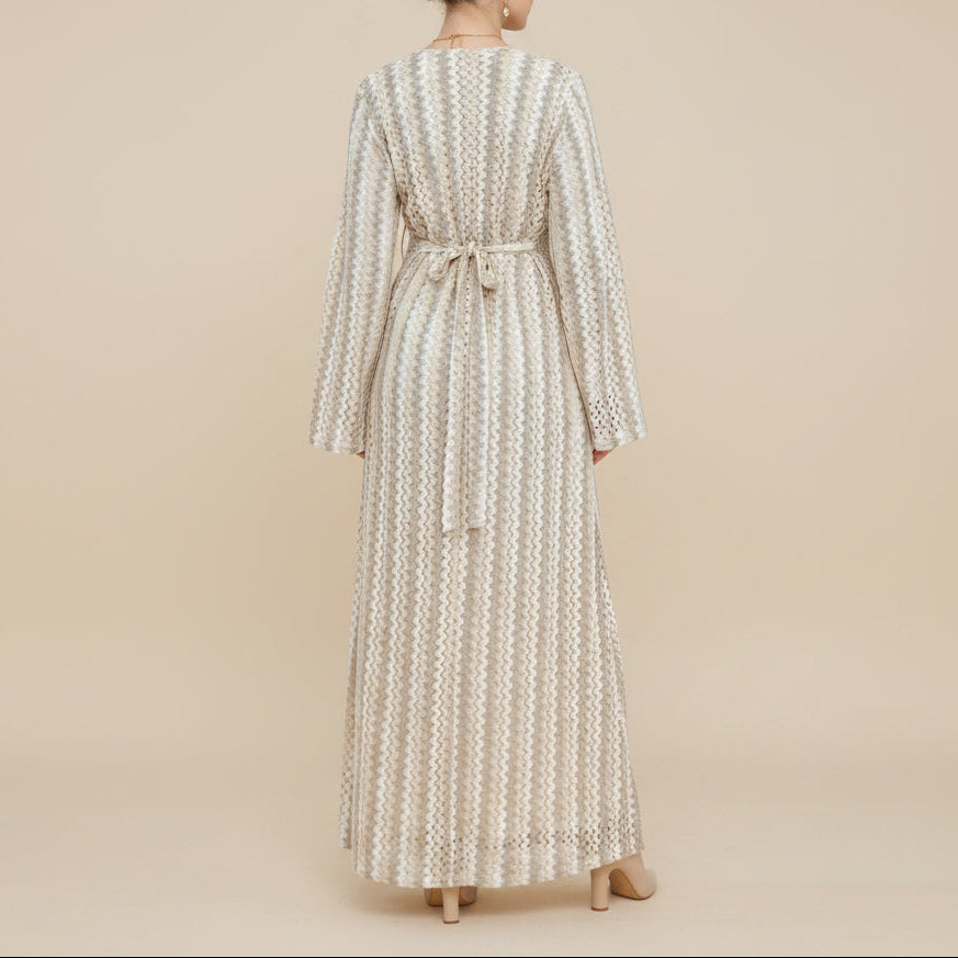 Nerelle Crochet Knit Textured Maxi Abaya Dress, view 5