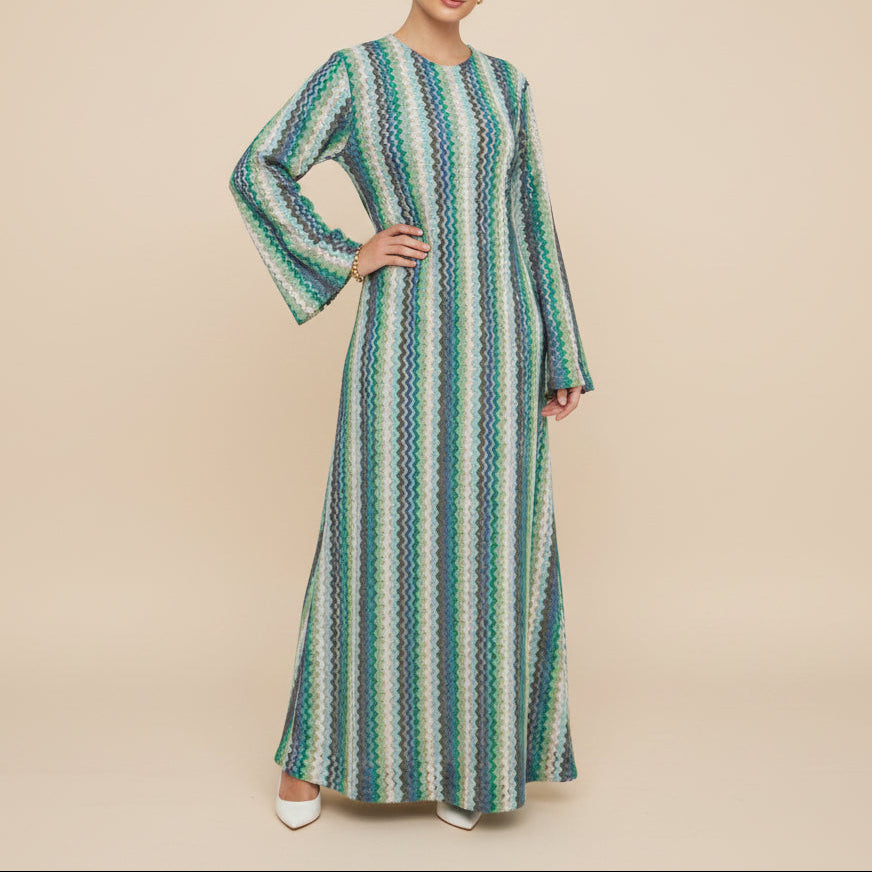 Nerelle Crochet Knit Textured Maxi Abaya Dress, view 7