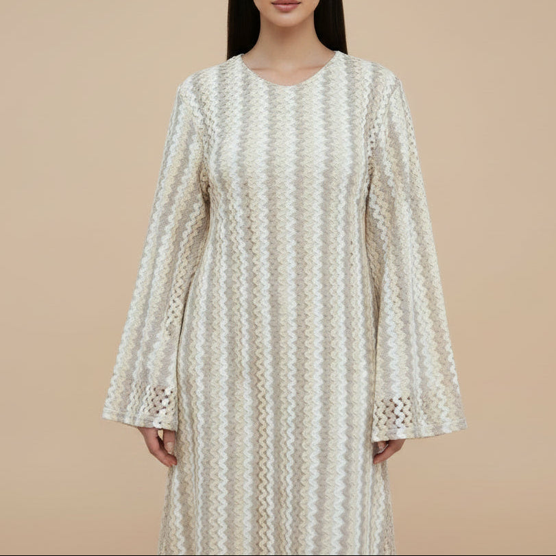 Nerelle Crochet Knit Textured Maxi Abaya Dress, view 8