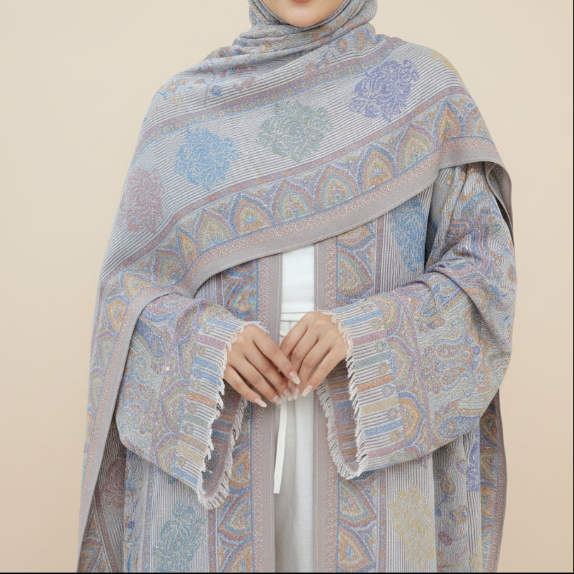 Meher Pashmina Paisley Abaya & Hijab Set, view 2