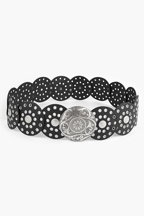 Margovil Vintage Rivet Metal Buckle Boho Disic Belt, view 2