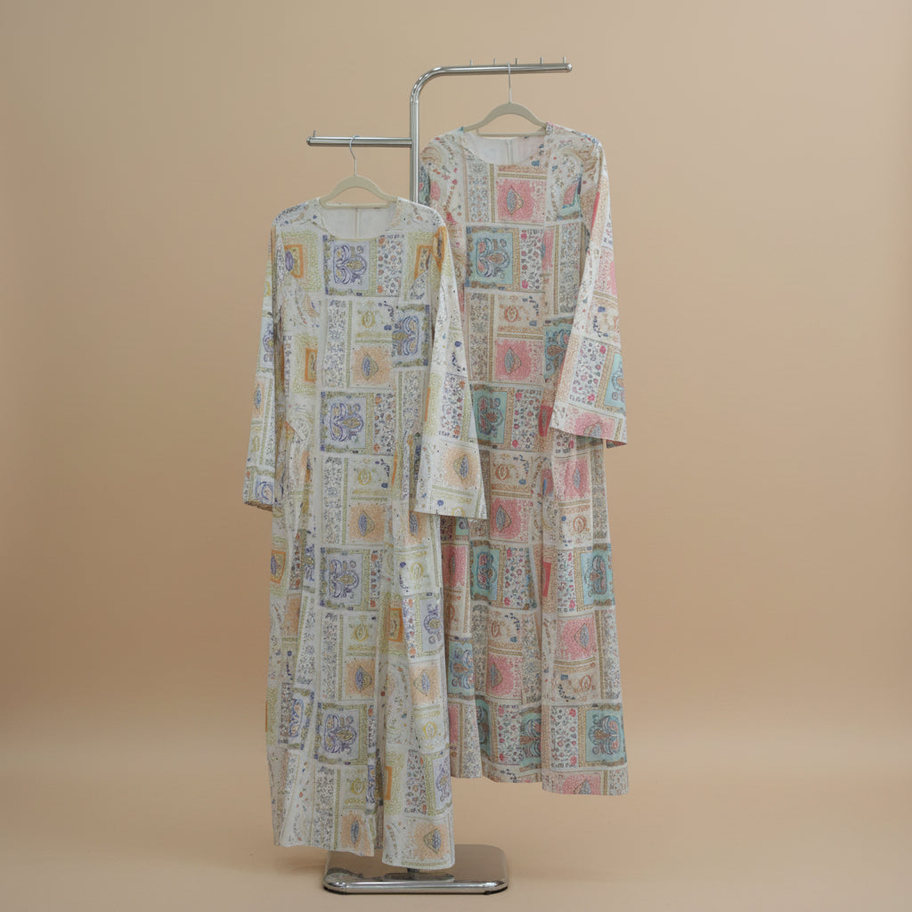 Aylin Printed Cotton Back-Tie Modest Maxi Dress, view 7