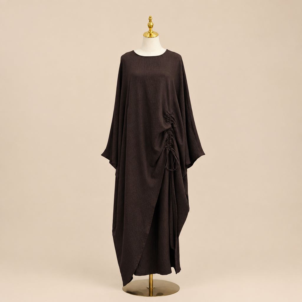 Estelle Ruched Side-Tie Abaya Co-Ord Set, view 8