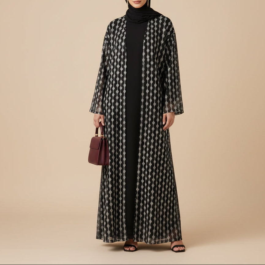 Mihri Crochet Lace Belted Abaya Kimono by Try Modest