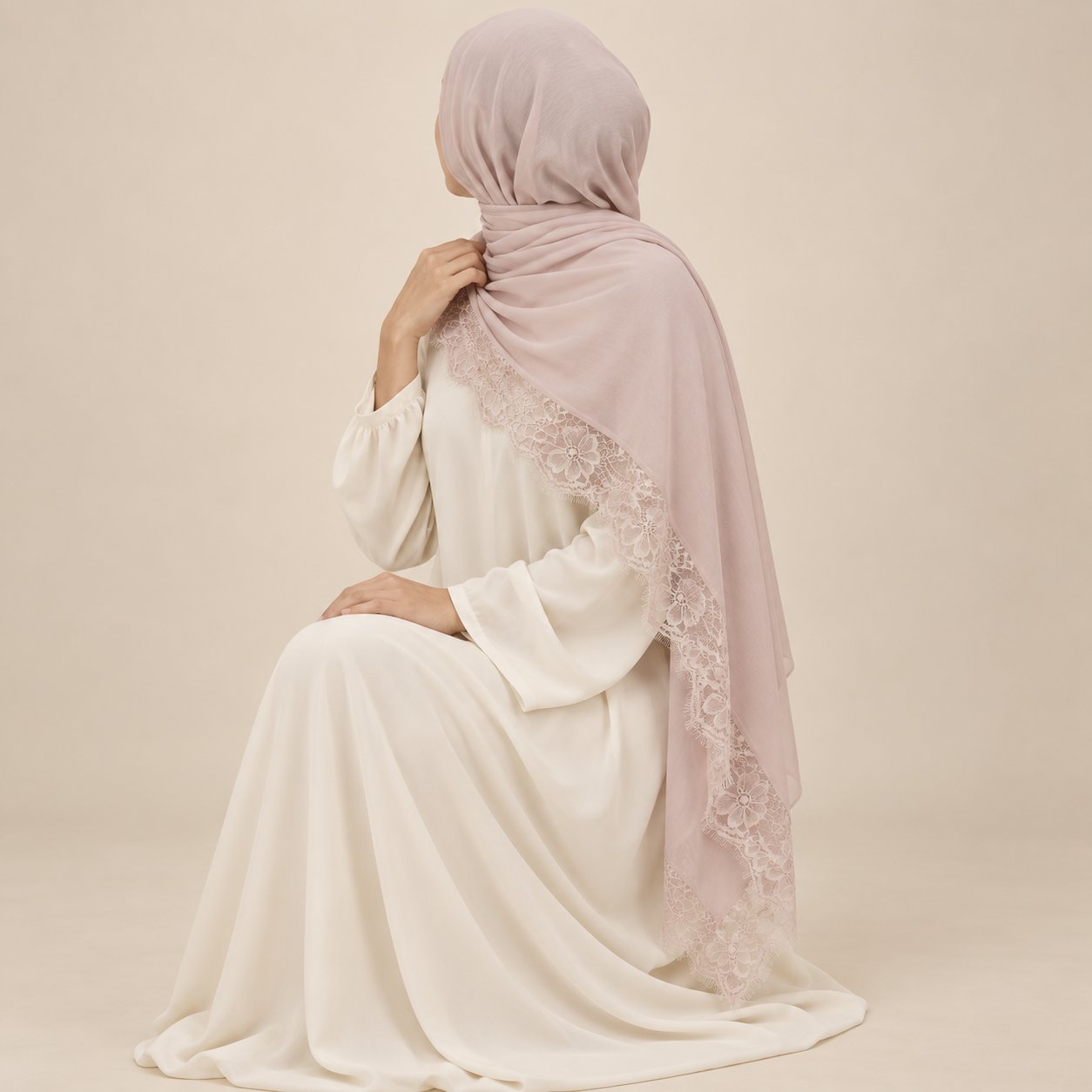 Blush Petal Modal Lace Hijab by Try Modest
