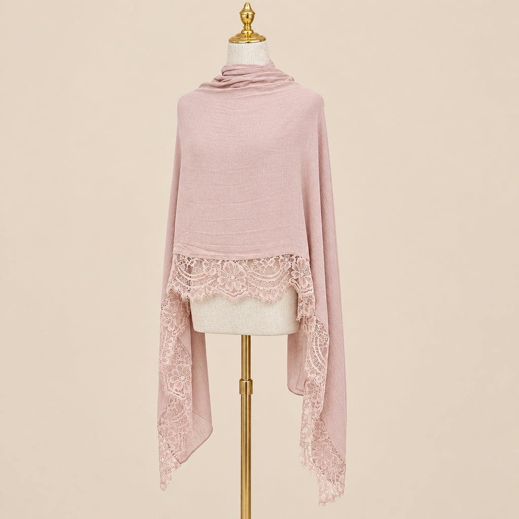 Blush Petal Modal Lace Hijab, view 4