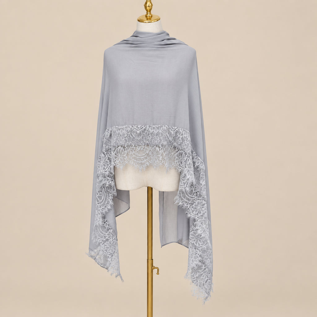 Silver Mist Modal Lace Hijab, view 2