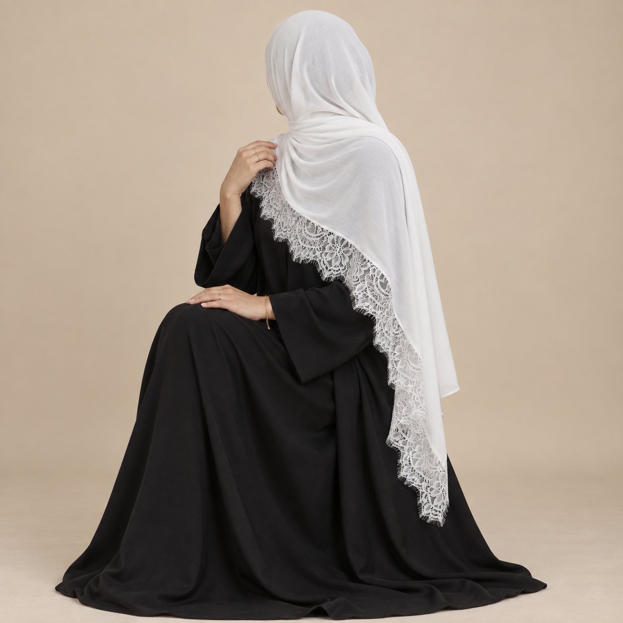 Ivory Pearl Modal Lace Hijab by Try Modest