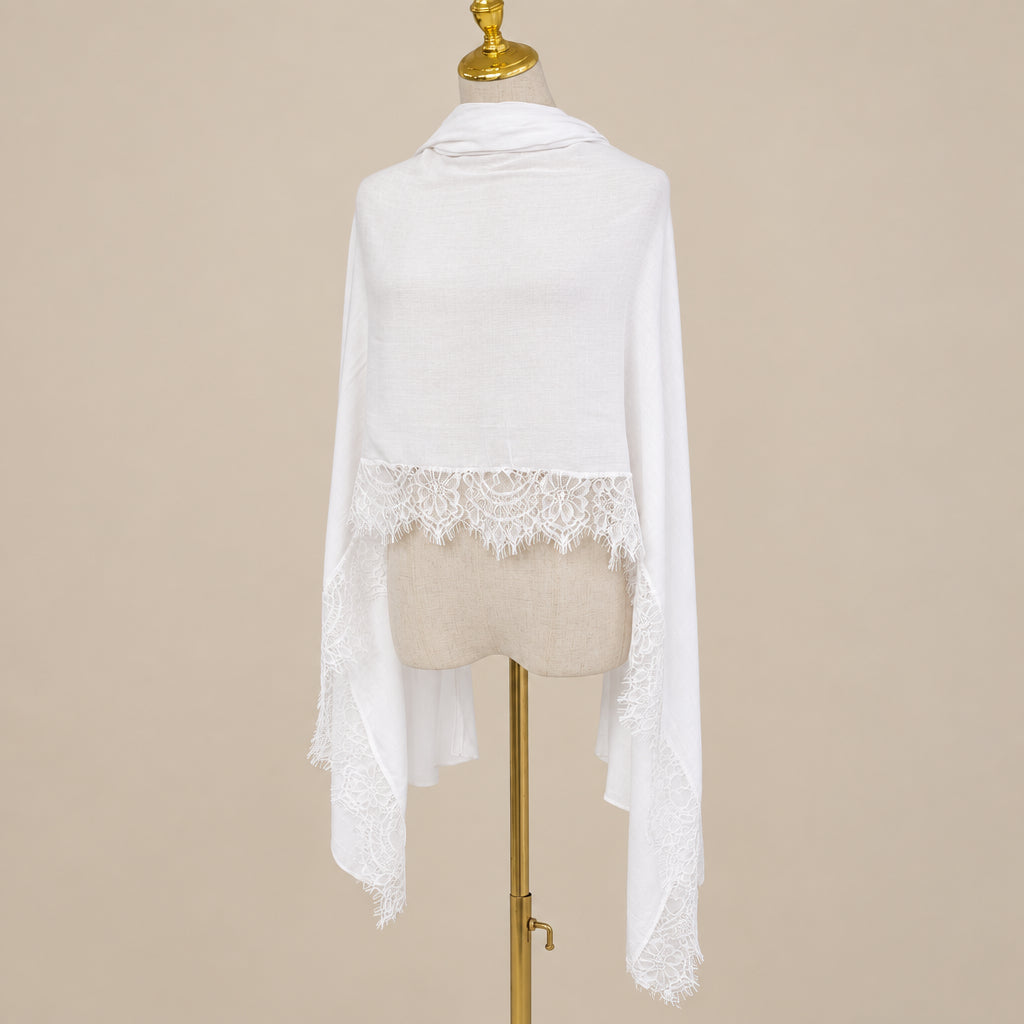 Ivory Pearl Modal Lace Hijab, view 2