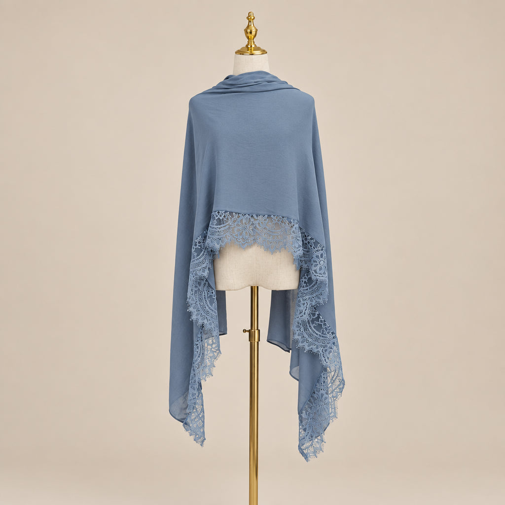 Dusty Blue Modal Lace Hijab, view 3